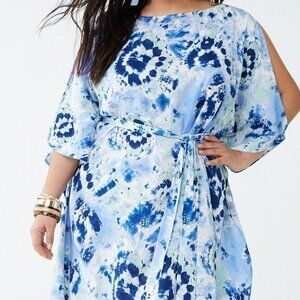 Forever 21 Blue Tie-Dye Wrap-Style Dress (stock photo for reference)